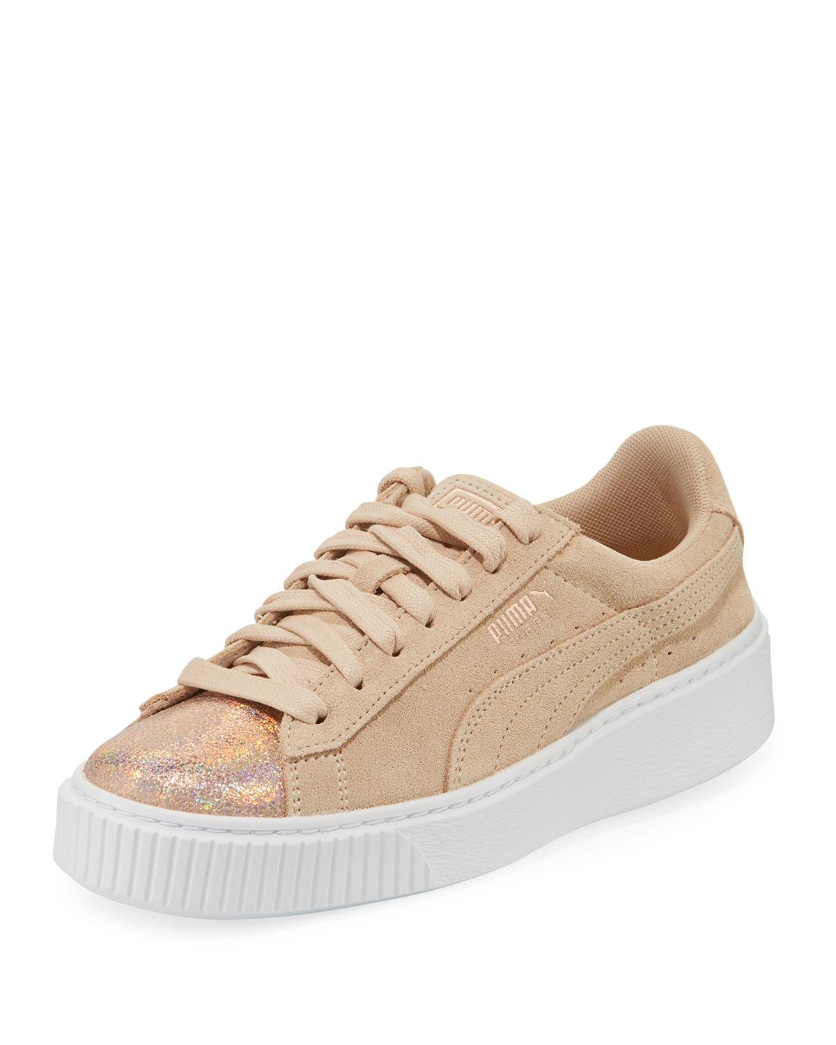 tan puma platform sneakers