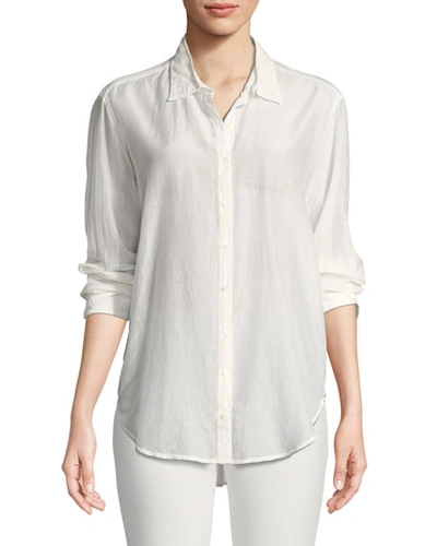 Xirena Beau Cotton/silk Lounge Shirt In White