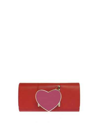 Perrin Paris Heart Glove Clutch Bag In Red