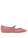 Tabitha Simmons Hermione Glittered Leather Flats In Pink