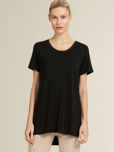 Donna Karan Jersey Scoop Neck Top In Black