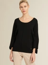 Donna Karan Knotted Sleeve Pullover In Black