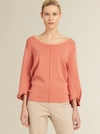 Donna Karan Knotted Sleeve Pullover In Petal Pink