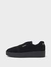 Donna Karan Parker Suede Platform Slip On Sneaker In Black