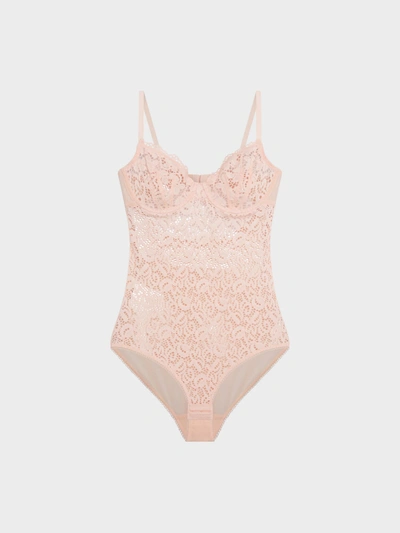 Donna Karan Classic Lace Underwire Bodysuit In Champagne