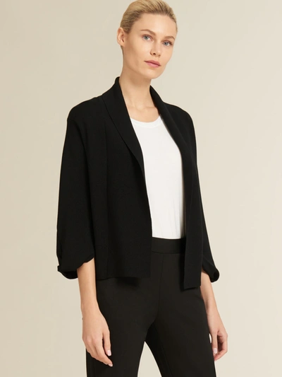 Donna Karan Knotted Sleeve Open-front Cardigan In Black