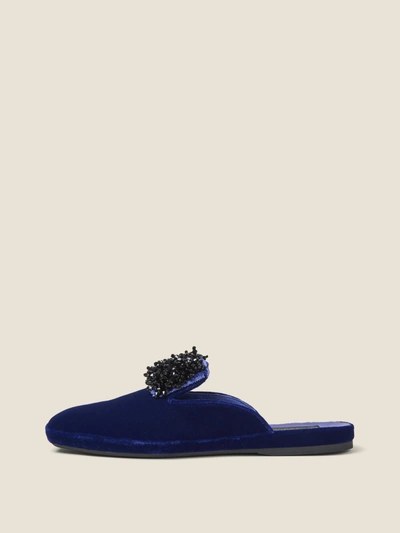 Donna Karan Cara Embellished Velvet Slide In Sapphire