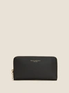 Donna Karan Pebbled Leather Large Zip-around Wallet In Black