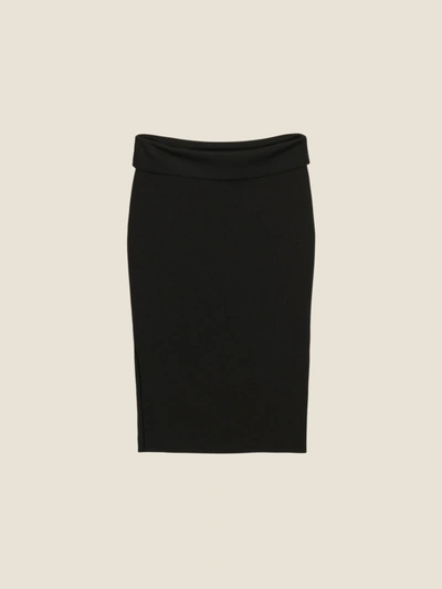 Donna Karan Merino Wool Foldover Waist Pencil Skirt In Black