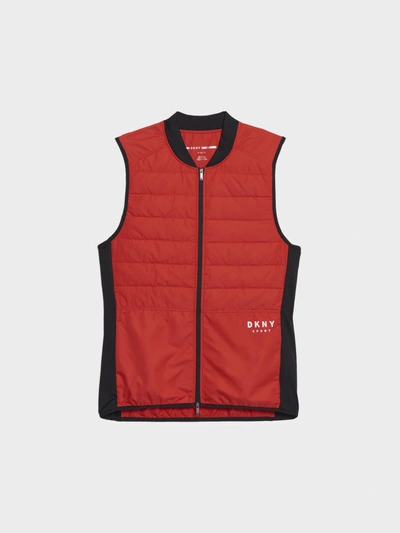 Donna Karan Sport Puffer Vest In Red