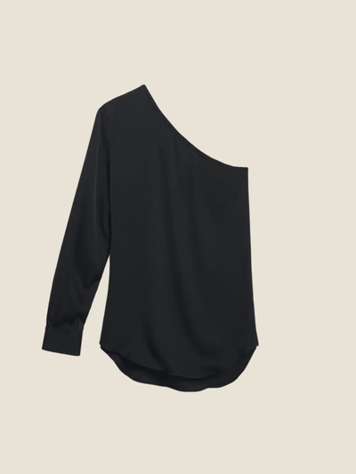 Donna Karan One Shoulder Blouse In Black