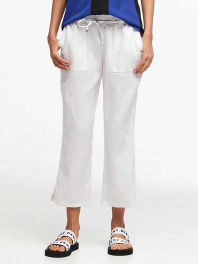 Donna Karan Linen Pull-on Pant In White