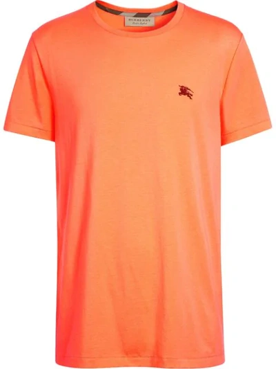 Burberry Jadford V-neck Cotton T-shirt In Bright Orange