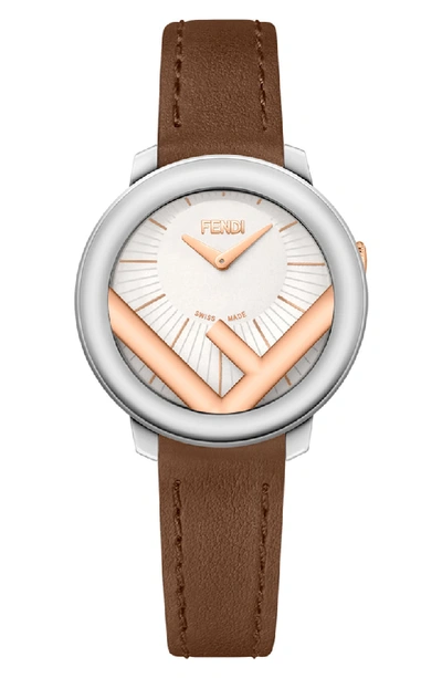 Fendi Run Away Stainless Steel & Leather Watch In Brown