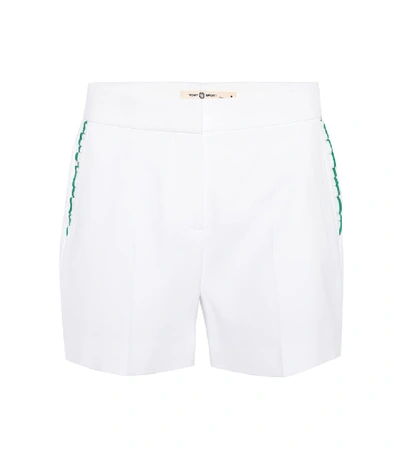 Tory Sport Ruffle-trimmed Shorts In White