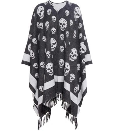 Alexander Mcqueen Wool And Cashmere Cape In Black