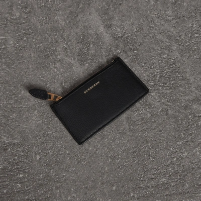 Burberry Two-tone Leather Zip Card Case In Black