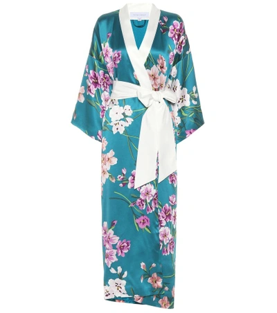 Olivia Von Halle Queenie Printed Silk Robe