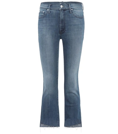 Mother Insider Crop Fray Jeans In Blue