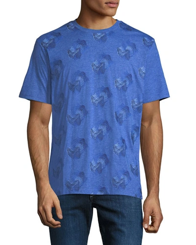 Robert Graham Men's Embroidered Wave Cotton T-shirt In Blue