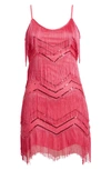 Lulus Shake It Off Hot Pink Sequin Fringe Sleeveless Mini Dress