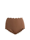 Marysia Santa Monica Scallop-edged Bikini Briefs In Brown