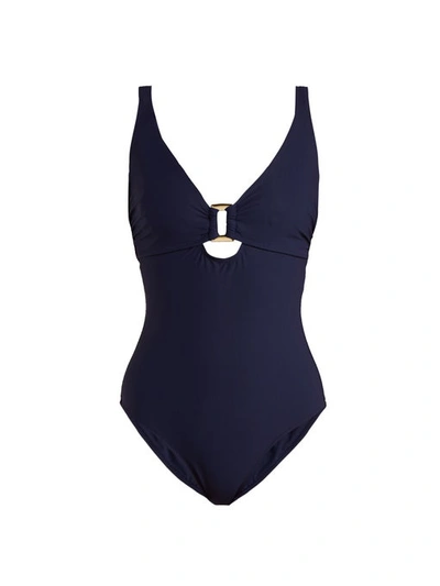 Heidi Klein D-g Rectangle Underwire One-piece Swimsuit In Navy