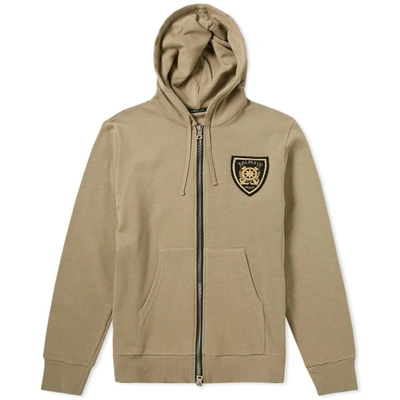 Balmain Badge Zip Hoody In Green