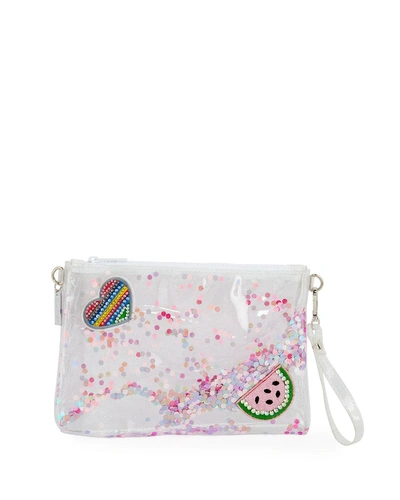 Bari Lynn Girls' Clear Glittered Jelly Pouch Bag In Multi