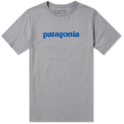 Patagonia Text Logo Organic Tee In Grey