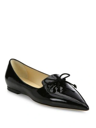 Jimmy Choo Genna Point-toe Patent Leather Flats In Black