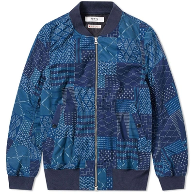 Fdmtl Printed Boro Ma-1 Jacket In Blue