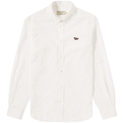 Maison Kitsuné Button Down Flecked Classic Shirt In Neutrals