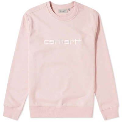 Carhartt Embroidered Logo Crew Sweat In Pink