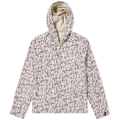 Lanvin Cracked Paint Print Hooded Jacket In White