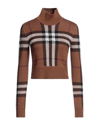Burberry Woman Turtleneck Brown Size S Wool, Polyamide, Elastane
