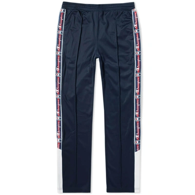 Champion Reverse Weave Popper Taped Track Pant In Blue