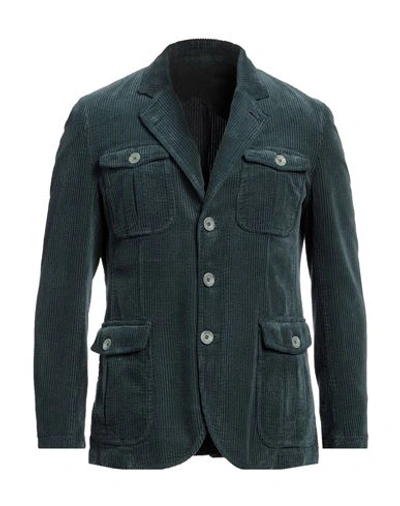 Barbati Man Suit Jacket Dark Green Size 44 Cotton