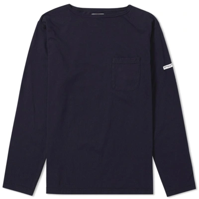 Engineered Garments Long Sleeve Bask Pocket Tee In Blue