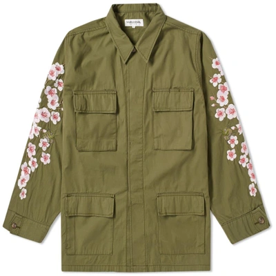 Vanquish Black By   Sakura Embroidery Army Jacket In Green