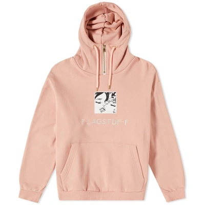 Flagstuff Kiss Zip Neck Hoody In Pink