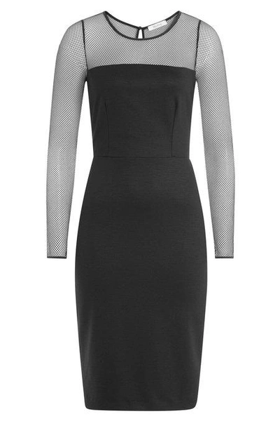 Max Mara 'omelia' Fishnet Wool Blend Jersey Dress In Black