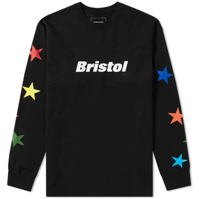F.c. Real Bristol Long Sleeve Multicolour Star Tee In Black