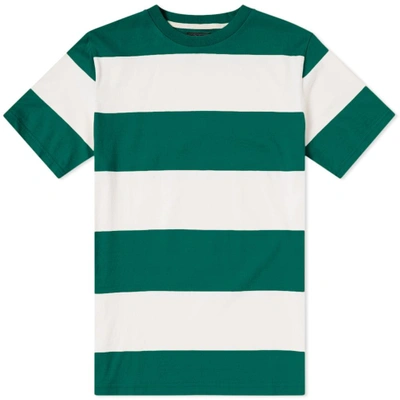 Beams Plus Vintage Wide Stripe Border Tee In Green