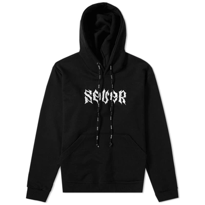 Sever Embroidered Cotton Hoody In Black