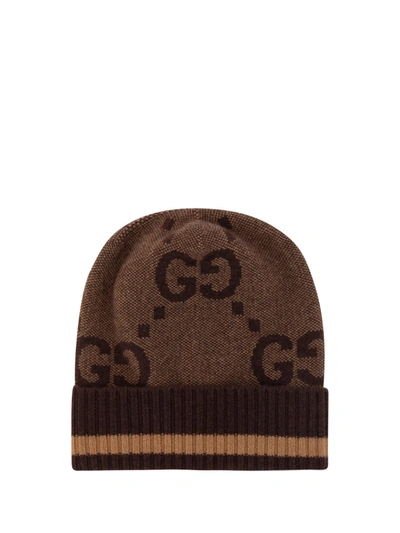 Gucci Canvy Hat In Beige/dark Brown