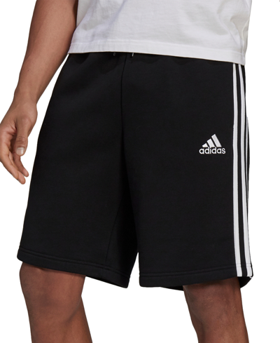 Adidas Originals Adidas Men's 3-stripes 10" Fleece Shorts In Black,white