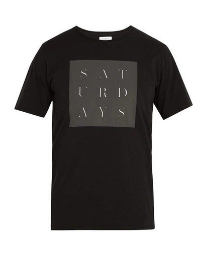 Saturdays Surf Nyc Saturdays Nyc - Stencil Grid Printed Cotton T Shirt - Mens - Black