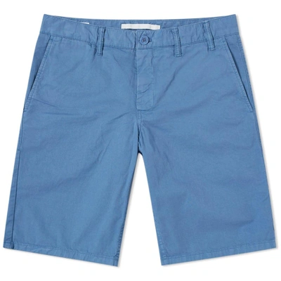Norse Projects Aros Light Twill Short In Blue