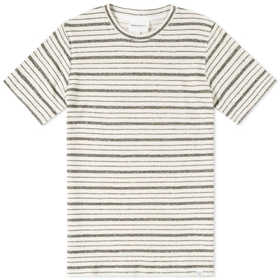 Norse Projects Niels Texture Stripe Tee In Green